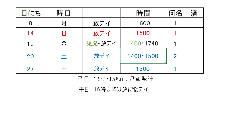 【 2020年度】3月ご予約空き状況（2/12)